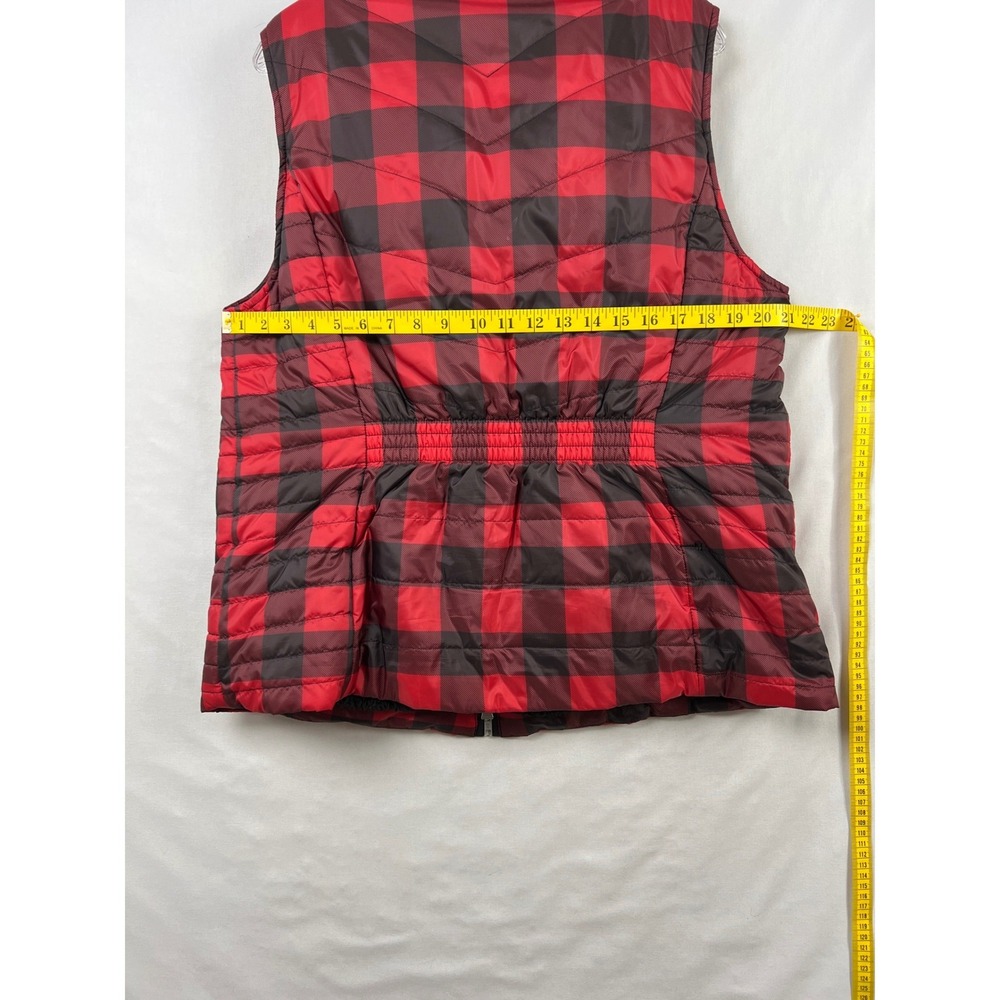 Talbots Puffer Vest Women XL Red Buffalo Plaid Sherpa Lined Quilted Zip Front - Picture 6 of 8